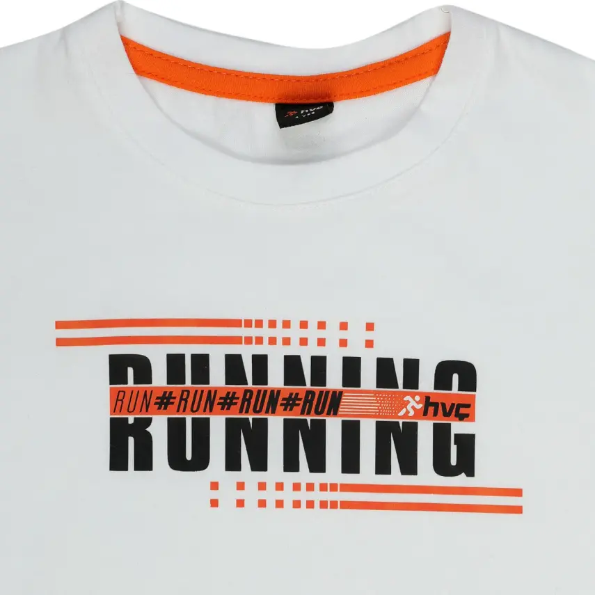 Hvc Erkek T-Shirt Run Baskılı Beyaz - Turuncu - 2