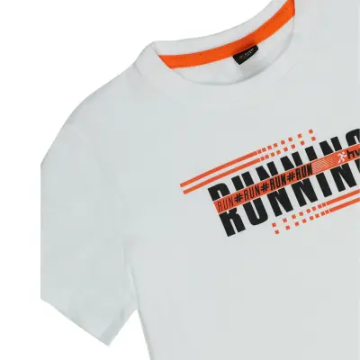 Hvc Erkek T-Shirt Run Baskılı Beyaz - Turuncu - 3