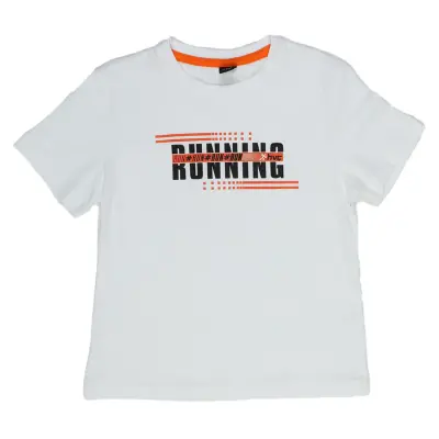 Hvc Erkek T-Shirt Run Baskılı Beyaz - Turuncu - 4