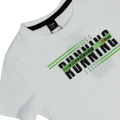 Hvc Erkek T-Shirt Run Baskılı Beyaz - Yeşil - 3