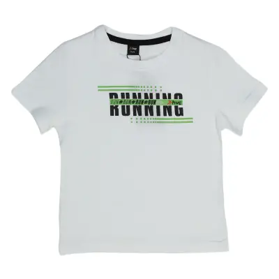 Hvc Erkek T-Shirt Run Baskılı Beyaz - Yeşil 