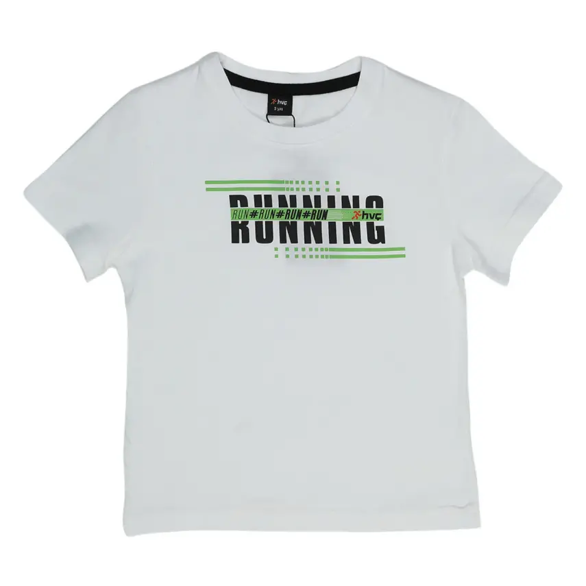 Hvc Erkek T-Shirt Run Baskılı Beyaz - Yeşil - 5