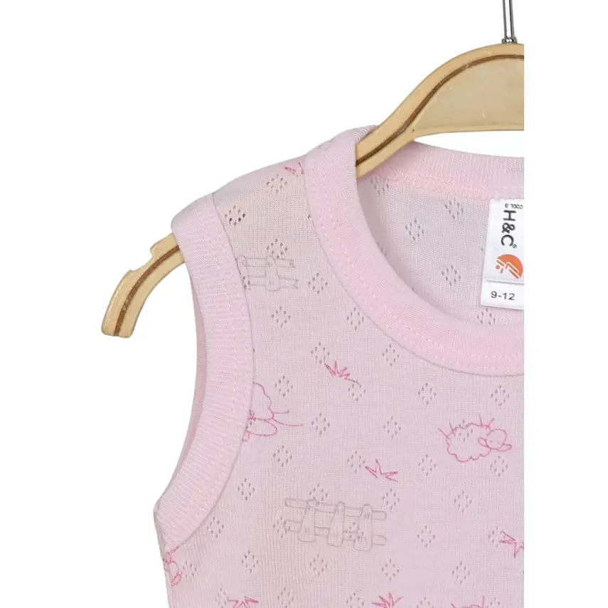Hvc Kız Bebek Atlet Body Jakarlı Kuzu Pembe - 9