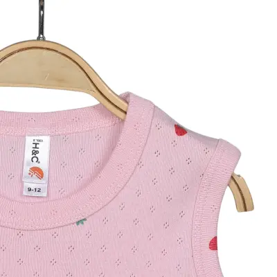 Hvc Kız Bebek Atlet Body Jakarlı Meyve Desenli Çilek - 4