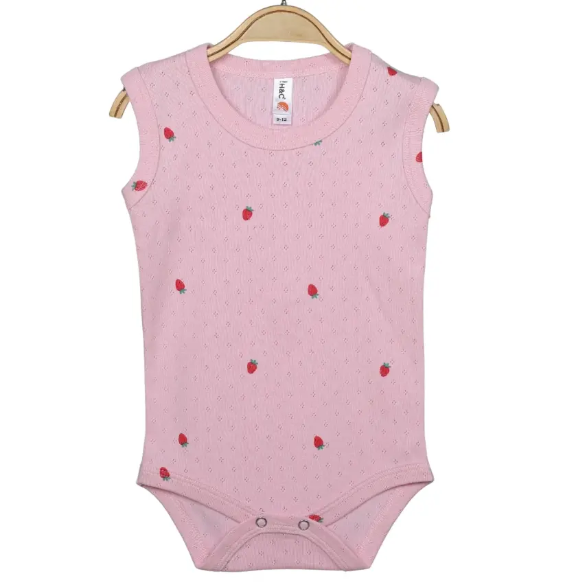 Hvc Kız Bebek Atlet Body Jakarlı Meyve Desenli Çilek - 1