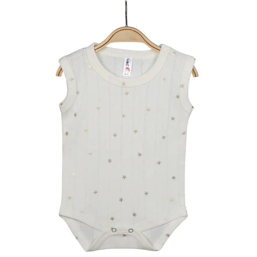 Hvc Kız Bebek Atlet Body Jakarlı Yıldızlı Krem - 1