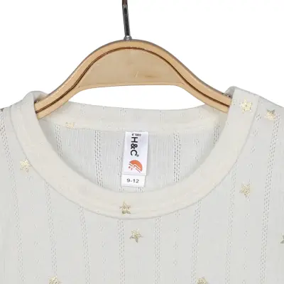 Hvc Kız Bebek Atlet Body Jakarlı Yıldızlı Krem - 7