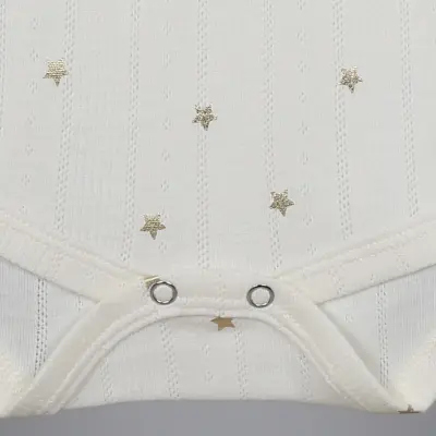 Hvc Kız Bebek Atlet Body Jakarlı Yıldızlı Krem - 10