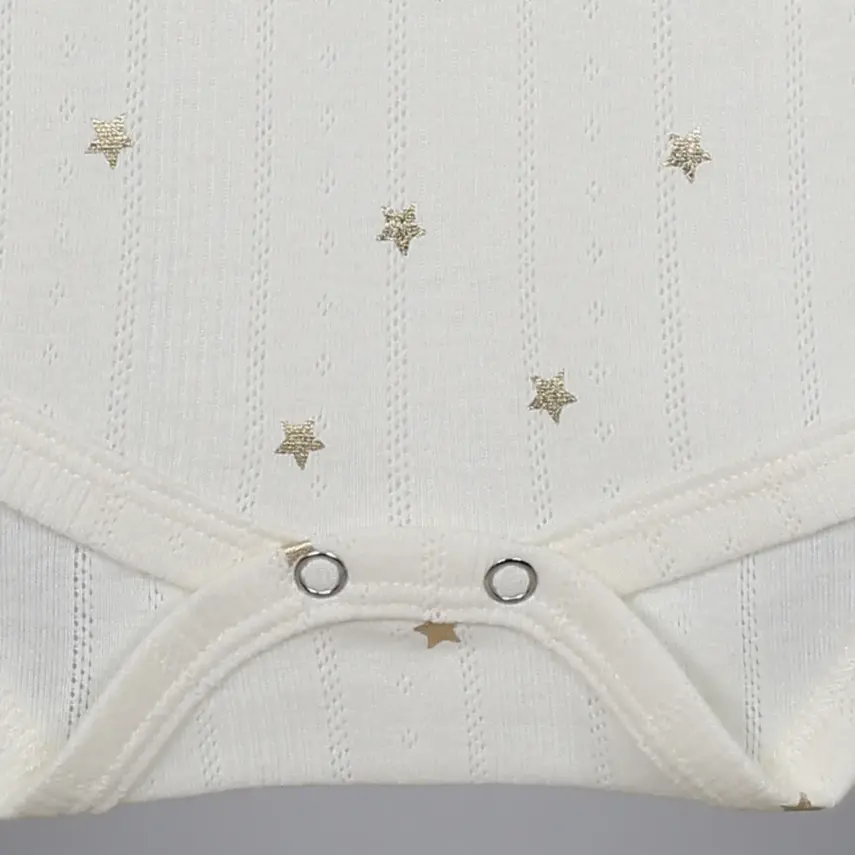 Hvc Kız Bebek Atlet Body Jakarlı Yıldızlı Krem - 10