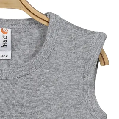 Hvc Ribanalı Askılı Bebek Body Unisex Gri (1)