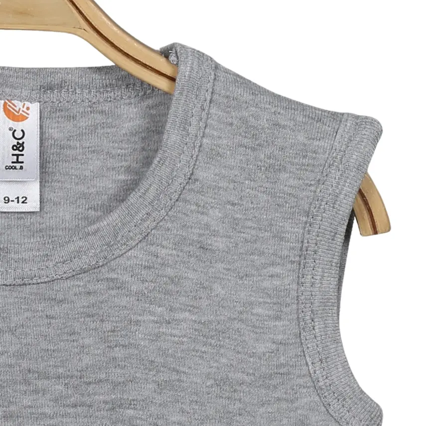 Hvc Ribanalı Askılı Bebek Body Unisex Gri - 3