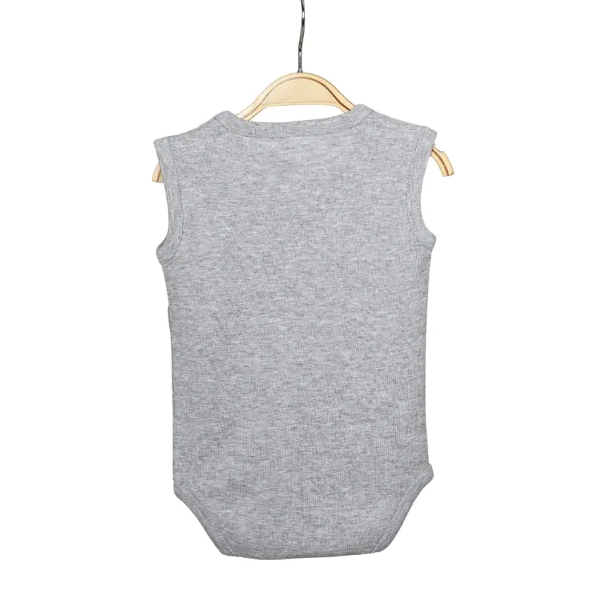 Hvc Ribanalı Askılı Bebek Body Unisex Gri - 8