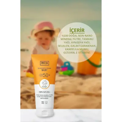 INCIA %100 Doğal Bebek için Güneş Kremi Mineral Filtreli 50 SPF 50ml - 8