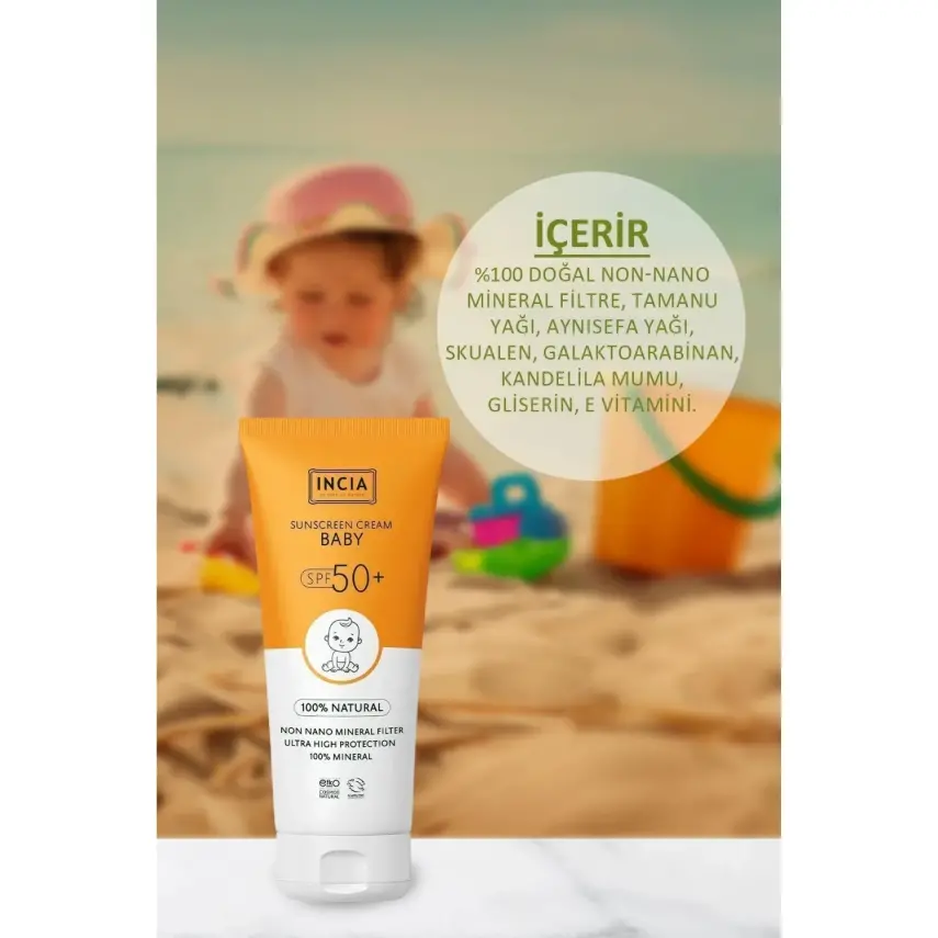 INCIA %100 Doğal Bebek için Güneş Kremi Mineral Filtreli 50 SPF 50ml - 8