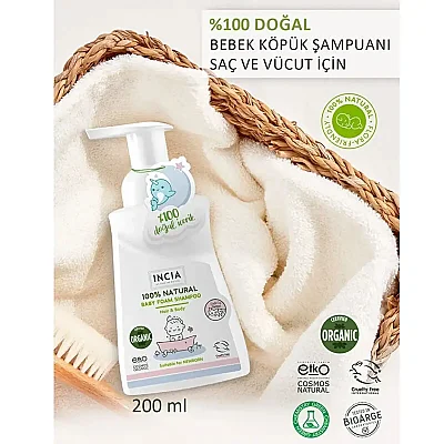 Incia %100 Doğal Bebek Köpük Şampuanı 200 ml - 3