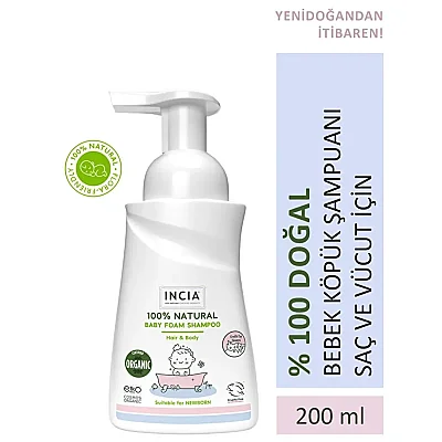Incia %100 Doğal Bebek Köpük Şampuanı 200 ml