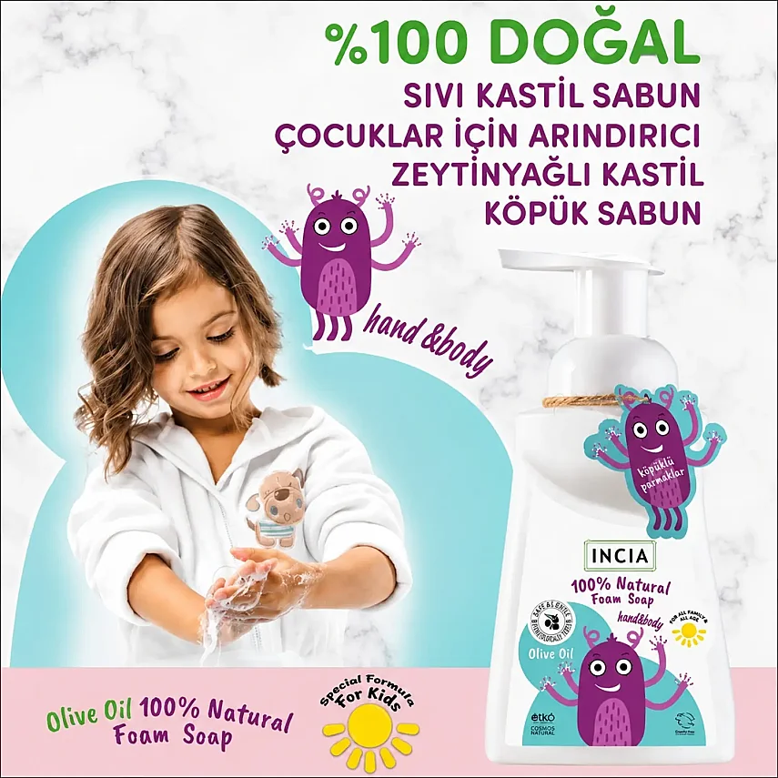 Incia Kids Zeytinyağlı Köpük Sabun 200 ml - 4