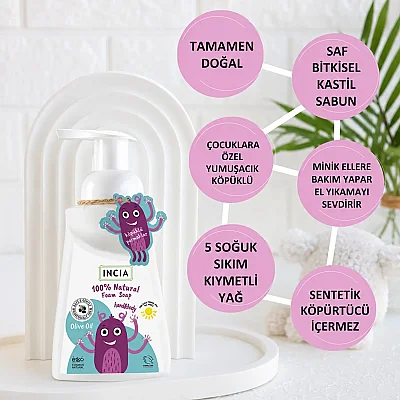 Incia Kids Zeytinyağlı Köpük Sabun 200 ml - 7