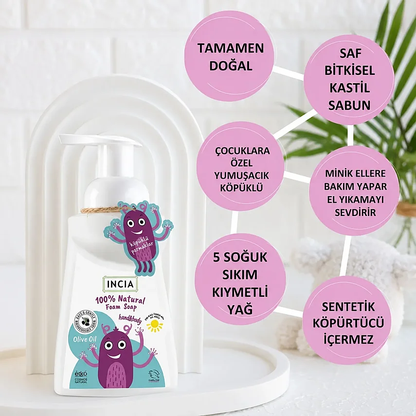 Incia Kids Zeytinyağlı Köpük Sabun 200 ml - 7