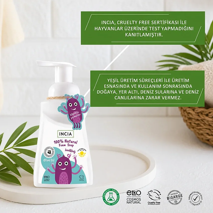 Incia Kids Zeytinyağlı Köpük Sabun 200 ml - 8