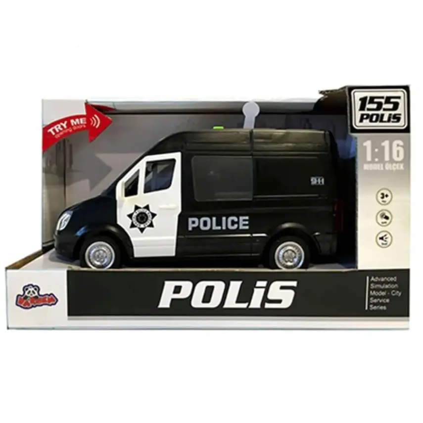 Işıklı ve Sesli Sürtmeli Polis Minibüsü 1:16 - 1