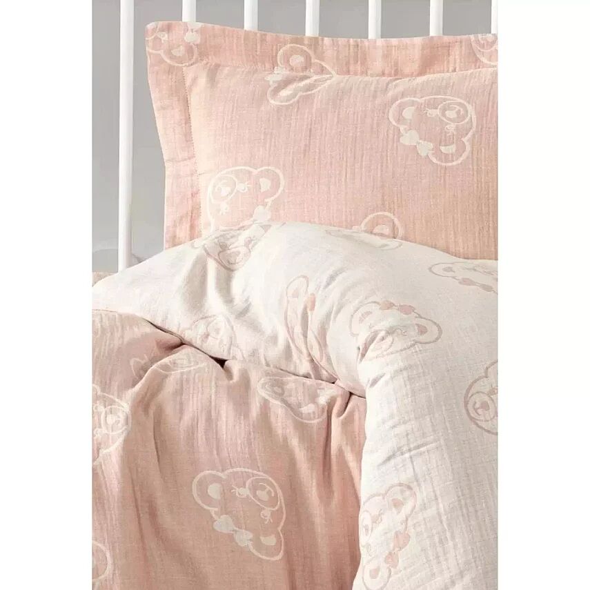 Kanz Jakarlı Müslin Bebek Nevresim Takımı Bearpudra 100x150 - 4