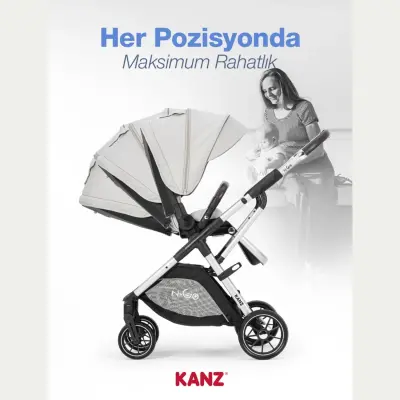 Kanz N-Go Çift Yönlü Tek Elle Katlanabilen Travel Sistem Bebek Arabası Bej - 25