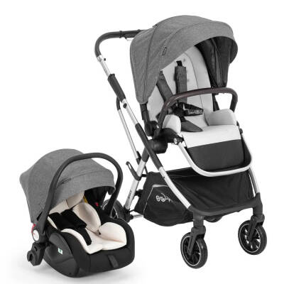 Kanz N-Go Çift Yönlü Tek Elle Katlanabilen Travel Sistem Bebek Arabası Gri