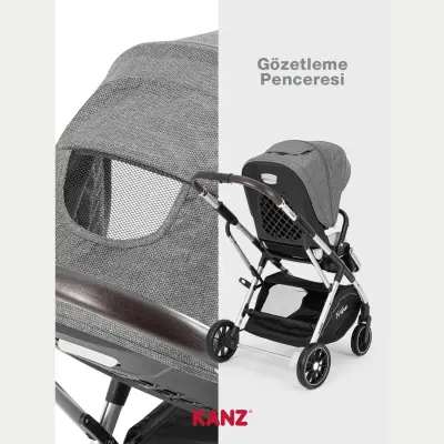 Kanz N-Go Çift Yönlü Tek Elle Katlanabilen Travel Sistem Bebek Arabası Gri - 19