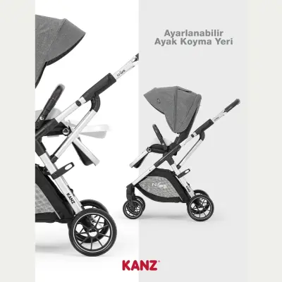 Kanz N-Go Çift Yönlü Tek Elle Katlanabilen Travel Sistem Bebek Arabası Gri - 23