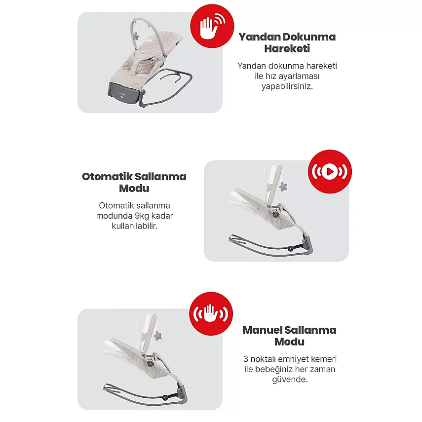 Kanz Robin Elektrikli Pilli Ana Kucağı Beige - 4