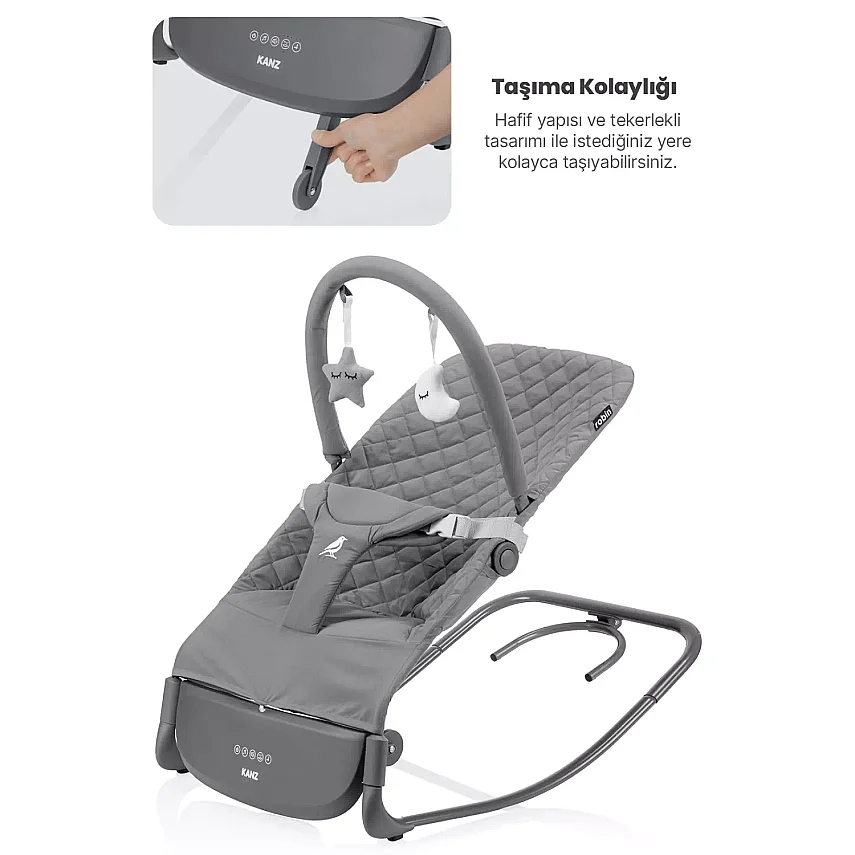 Kanz Robin Elektrikli Pilli Ana Kucağı Cool Grey - 6