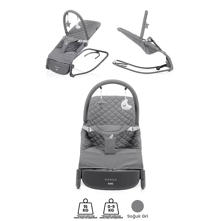 Kanz Robin Elektrikli Pilli Ana Kucağı Cool Grey - 7