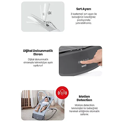 Kanz Robin Elektrikli Pilli Ana Kucağı Grey Green - 3