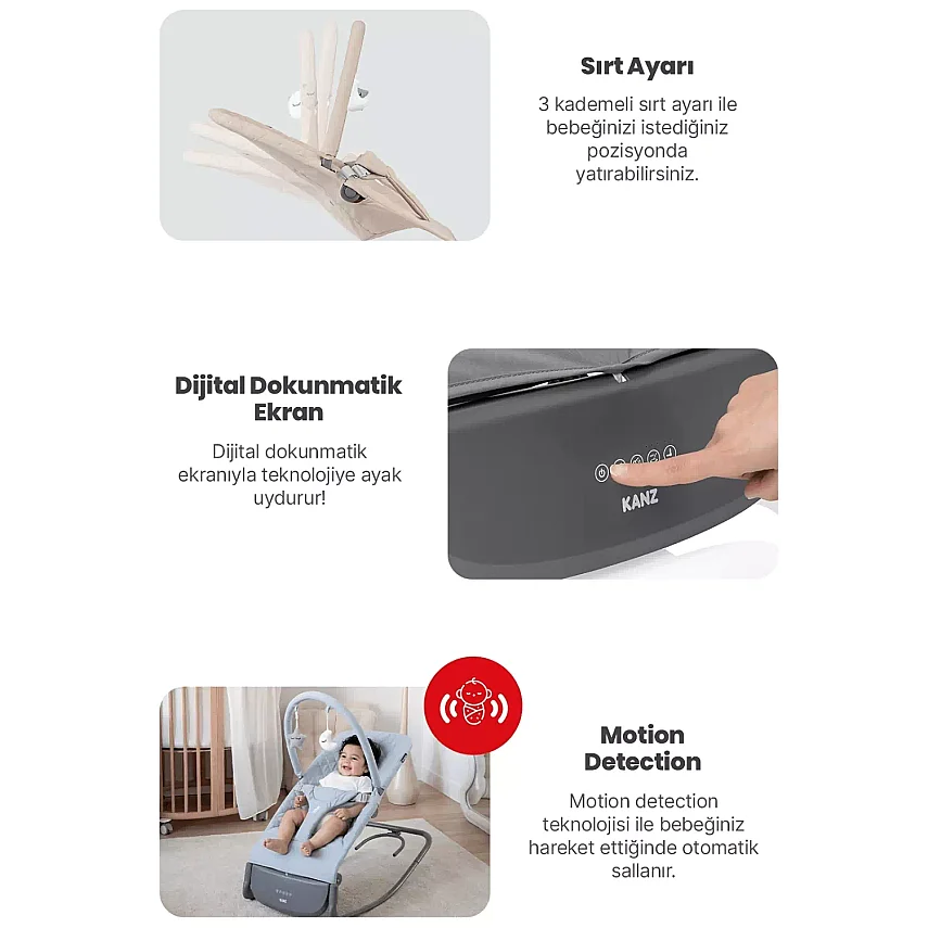 Kanz Robin Elektrikli Pilli Ana Kucağı Khaki - 3