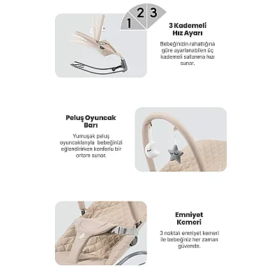 Kanz Robin Elektrikli Pilli Ana Kucağı Khaki - 4