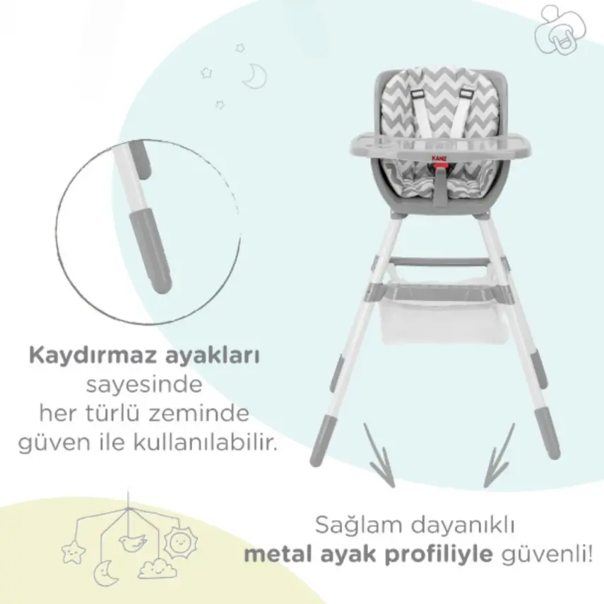 Kanz Seul Sepetli Basic Mama Sandalyesi Beyaz - 3