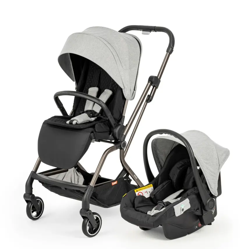 Kanz Smart Çift Yönlü Tek Elle Kapanır Kompakt Travel Sistem Bebek Arabası Gri - 2