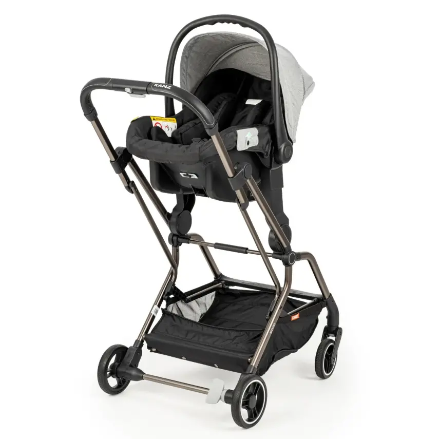 Kanz Smart Çift Yönlü Tek Elle Kapanır Kompakt Travel Sistem Bebek Arabası Gri - 6