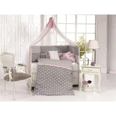 Kanz Softy Bebek Uyku Seti Pembe-Gri 75x130 - 2