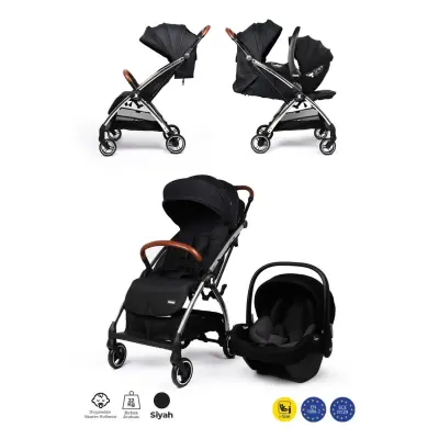 Kanz Xflip Tek Elle Kapanabilir Kompakt Travel Sistem Bebek Arabası Deeply Black (1)