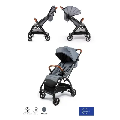 Kanz Xflop Tek Elle Otomatik Katlanır Kompakt Kabin Bebek Arabası Dark Grey - 3