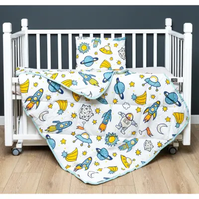 Kidboo Bebek Nevresim Seti Uzay 3 Parça Çantalı 100X150 - 1