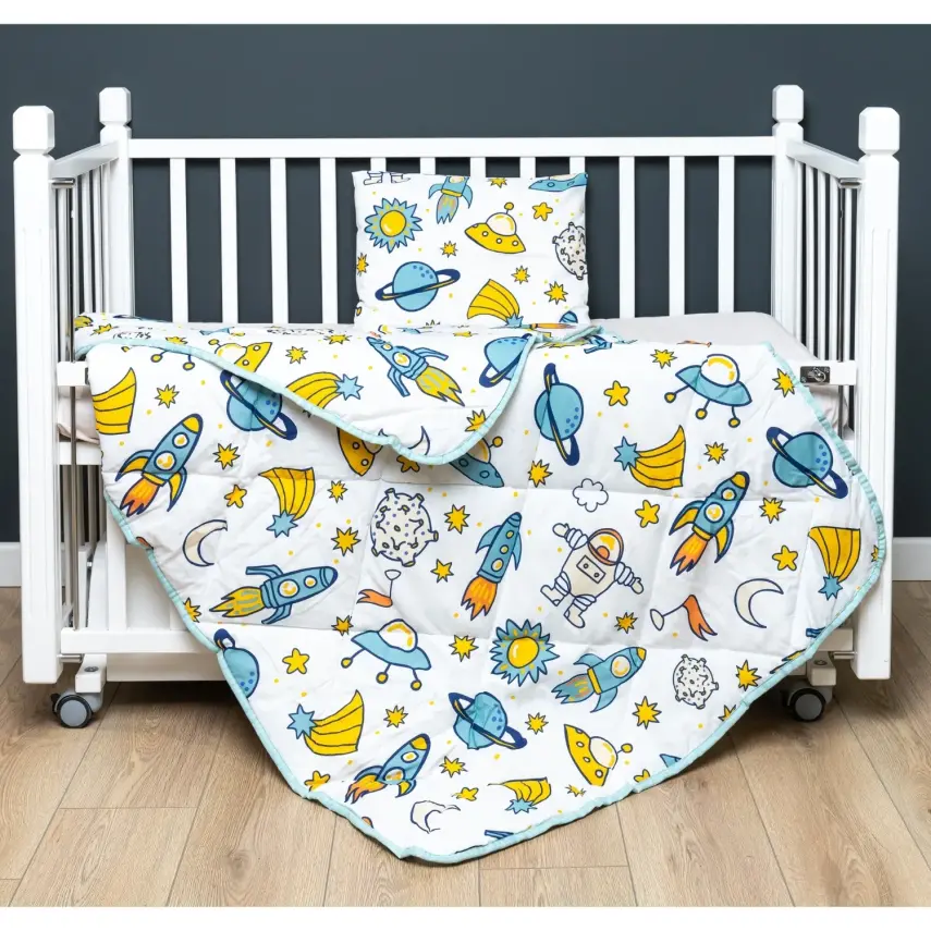 Kidboo Bebek Nevresim Seti Uzay 3 Parça Çantalı 100X150 - 1