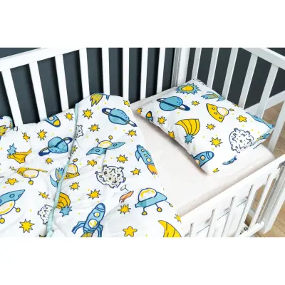 Kidboo Bebek Nevresim Seti Uzay 3 Parça Çantalı 100X150 - 3