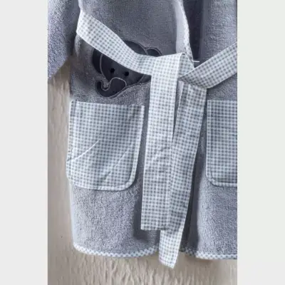 Kidboo Bornoz Seti 3lü Fil Gri - 4