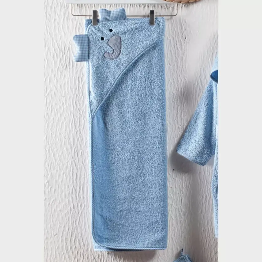 Kidboo Bornoz Seti 3lü Fil Mavi - 2