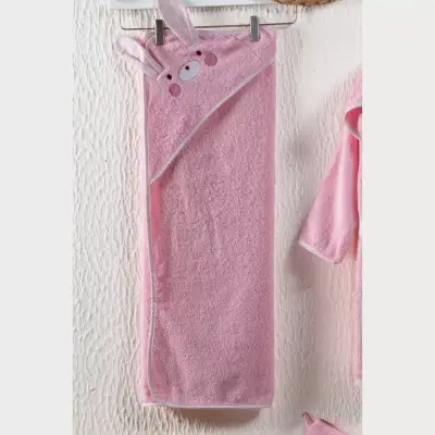 Kidboo Bornoz Seti 3lü Tavşan Pembe (1)