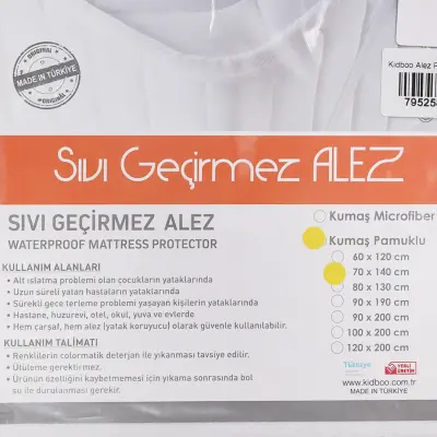 Kidboo Su Geçirmez Kaydırmaz Alez Pamuk 70X140 (1)