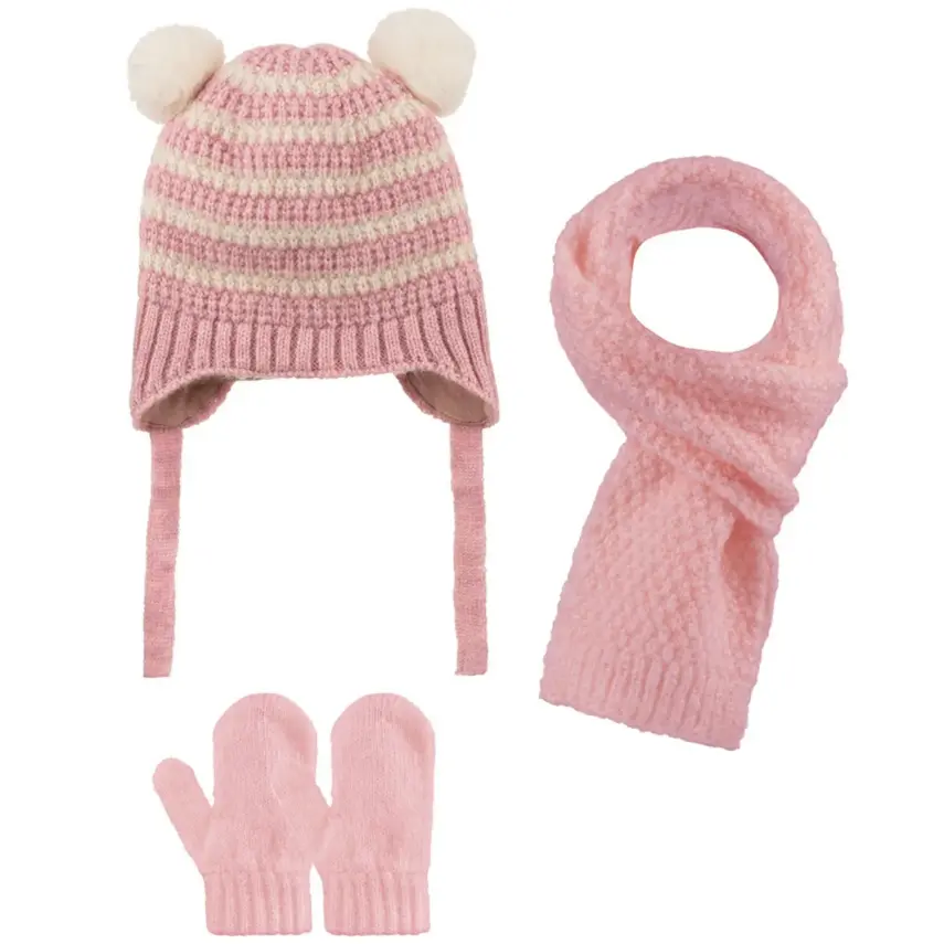 Kitti Eldiven Atkı Bere Takım 0-18 Ay Açık Pembe - 1